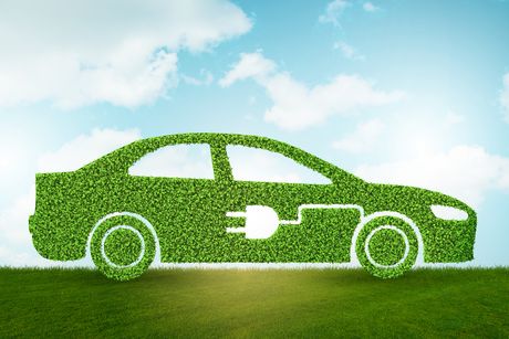 Grafik Elektroauto aus Blättern